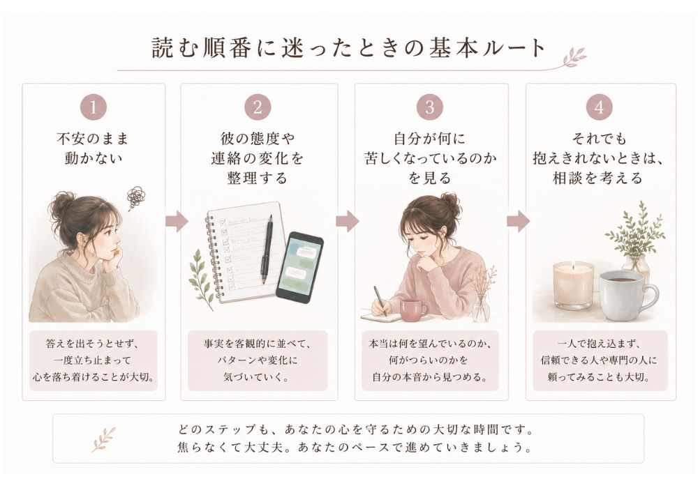 既婚男性の悩みで読む順番に迷ったときの基本ルート
